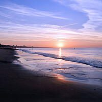 Buy canvas prints of Golden Sunrise at Branksome Chine Beach by paul cobb