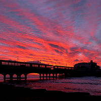 Buy canvas prints of  Silhouette pier. by paul cobb