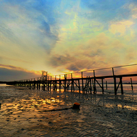 Buy canvas prints of  Low tide jetty. by paul cobb