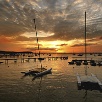 Buy canvas prints of  Twin sail sunset. by paul cobb