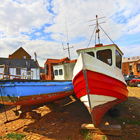 Buy canvas prints of Old fishing boats in Dunbar by Malgorzata Larys
