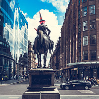 Buy canvas prints of Statue of Duke of Wellington riding a horse, weari by Malgorzata Larys