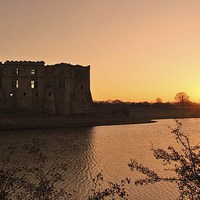 Buy canvas prints of  Sunset over Carew Castle by Mandy Llewellyn