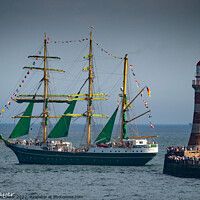 Buy canvas prints of A Sailing Ship passing Roker Pier by Ron Sayer