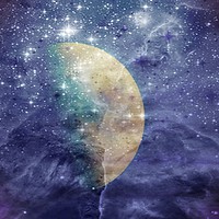 Buy canvas prints of Purple Moon with Nebula by Erin Hayes