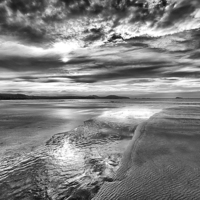Buy canvas prints of  Whitesands Reflections in mono by Mark Godden