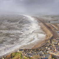 Buy canvas prints of  Stormy Chesil Beach. by Mark Godden