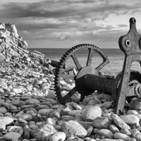 Buy canvas prints of Winch in mono  by Mark Godden