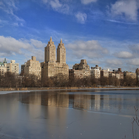 Buy canvas prints of  Frozen Lake in Central Park. by Mark Godden