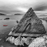 Buy canvas prints of  Dunquin Pier in mainly mono. by Mark Godden