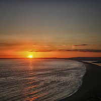 Buy canvas prints of  Sunset over Chesil.  by Mark Godden