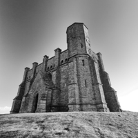 Buy canvas prints of  St Catherine's Chapel in mono.  by Mark Godden