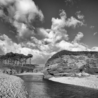 Buy canvas prints of Budleigh Salterton in mono.  by Mark Godden