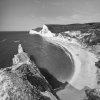 Buy canvas prints of Durdle Promontory in mono.  by Mark Godden