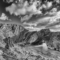 Buy canvas prints of Stair Hole in mono by Mark Godden