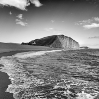 Buy canvas prints of  East Cliff in monochrome.   by Mark Godden