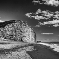 Buy canvas prints of  East Cliff in monochrome.  by Mark Godden