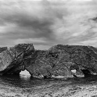 Buy canvas prints of  Stair Hole and the Lulworth Crumple in mono.  by Mark Godden