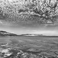 Buy canvas prints of  Charmouth and Golden Cap in monochrome. by Mark Godden