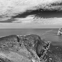 Buy canvas prints of The entrance to Lulworth Cove in Monochrome.  by Mark Godden