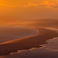 Buy canvas prints of Chesil Beach sunset.  by Mark Godden