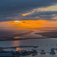 Buy canvas prints of Portland Harbour at sunset.  by Mark Godden