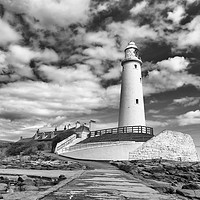 Buy canvas prints of Lighthouse in monochrome.  by Mark Godden
