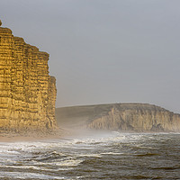 Buy canvas prints of West Bay's East Cliff.  by Mark Godden