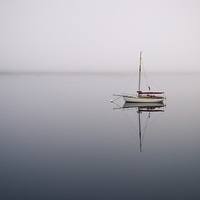 Buy canvas prints of  Loch Linnhe, Boat in mist by Scott Robertson