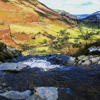 Buy canvas prints of The Top of Pistyll Rhaeadr Waterfall by Judith Lightfoot