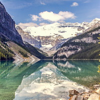 Buy canvas prints of Reflections from Lake Louise Canada by Judith Lightfoot