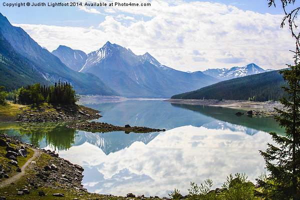  Medicine Lake Canadian Rockies Picture Board by Judith Lightfoot