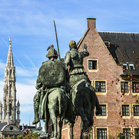 Buy canvas prints of Don Quixote and Sancho Panza in Brussels  by Judith Lightfoot