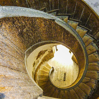 Buy canvas prints of Spiral staircase at Upnor Castle  by Judith Lightfoot