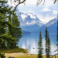 Buy canvas prints of The Maligne Lake Canada  by Judith Lightfoot