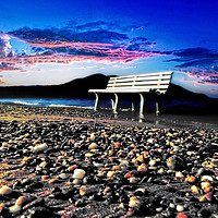 Buy canvas prints of White Bench In Twilight by Florin Birjoveanu