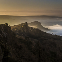 Buy canvas prints of  The Roaches, misty sunrise by John Cropper