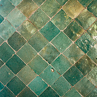 Buy canvas prints of Blue Green Moroccan Tile Pattern by Patrycja Polechonska