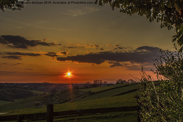  A beautiful sunset over the Surrey hills Picture Board by Fabrizio Malisan