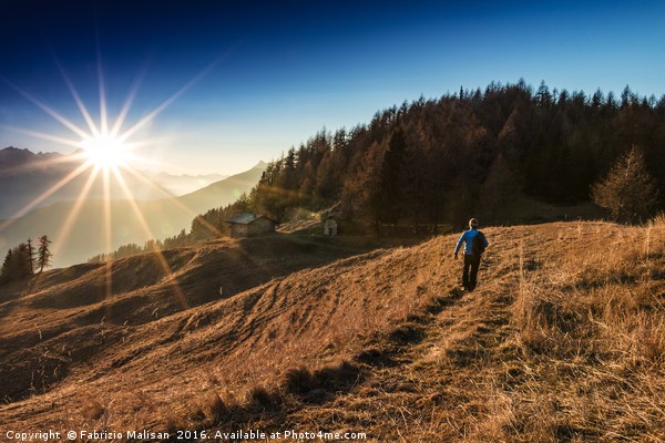 A Mountain Walk Towards The Sunset Picture Board by Fabrizio Malisan