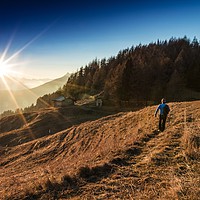 Buy canvas prints of A Mountain Walk Towards The Sunset by Fabrizio Malisan