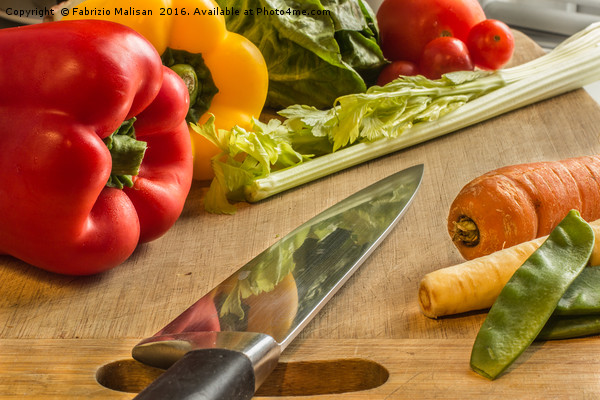 Vegetables on chopping board Picture Board by Fabrizio Malisan