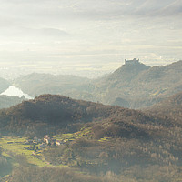 Buy canvas prints of Autumnal landscape and fog over the castle by Fabrizio Malisan