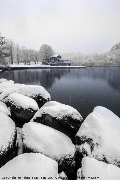 It's snowning over the lake Picture Board by Fabrizio Malisan