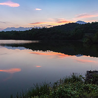 Buy canvas prints of Pink clouds over the lake by Fabrizio Malisan