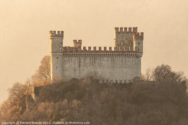 Sunset light over the Castle of Montalto Dora in Piedmont Italy Picture Board by Fabrizio Malisan