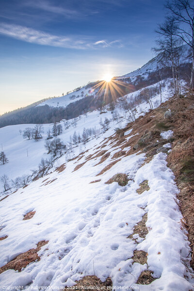 The Sun Sets Behind The Mountain Snow Winter Weather Italy Picture Board by Fabrizio Malisan