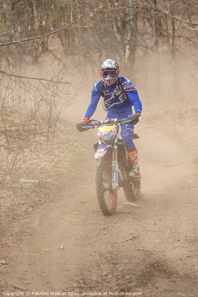 Enduro Motocross Dust In The Woods Picture Board by Fabrizio Malisan