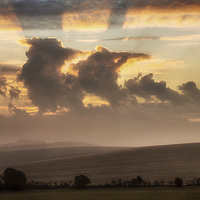 Buy canvas prints of  Burning sky over Barrow Hill by Andy Hough
