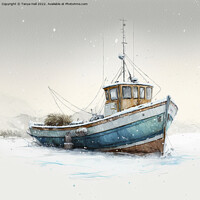 Buy canvas prints of Boat in a winter mooring by Tanya Hall
